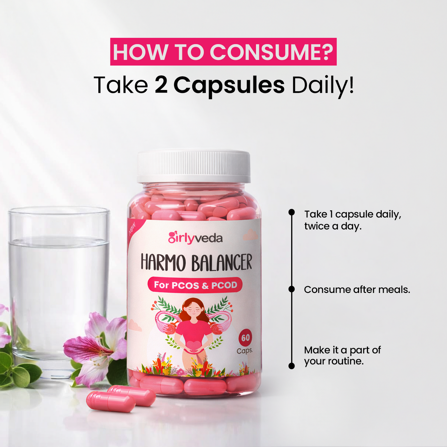 Girlyveda Harmo Balancer | Ayurvedic Support for Hormone Balance |60 Caps