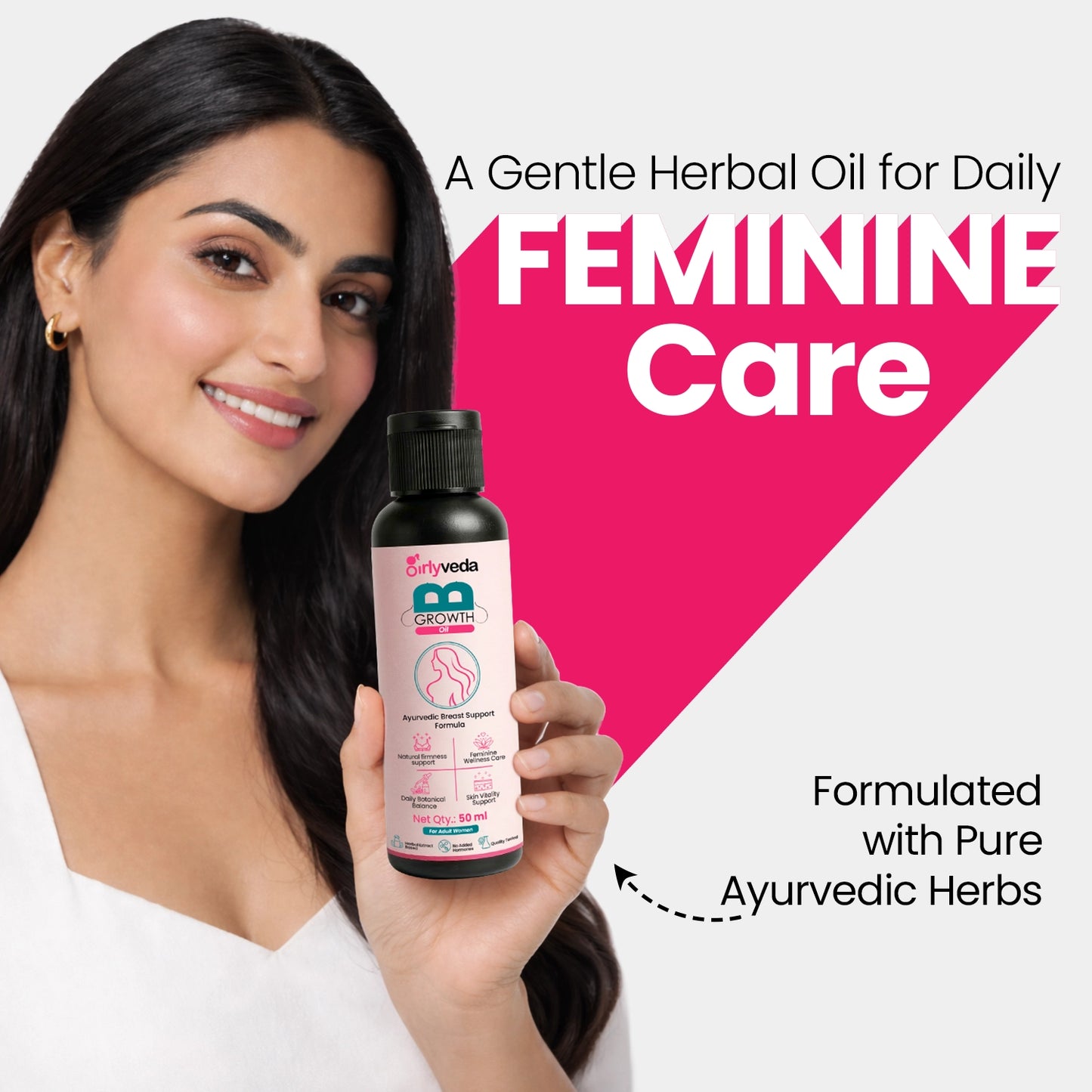 Girlyveda B-Growth Oil: Ayurvedic Breast Massage Oil for Firming and Nourishing