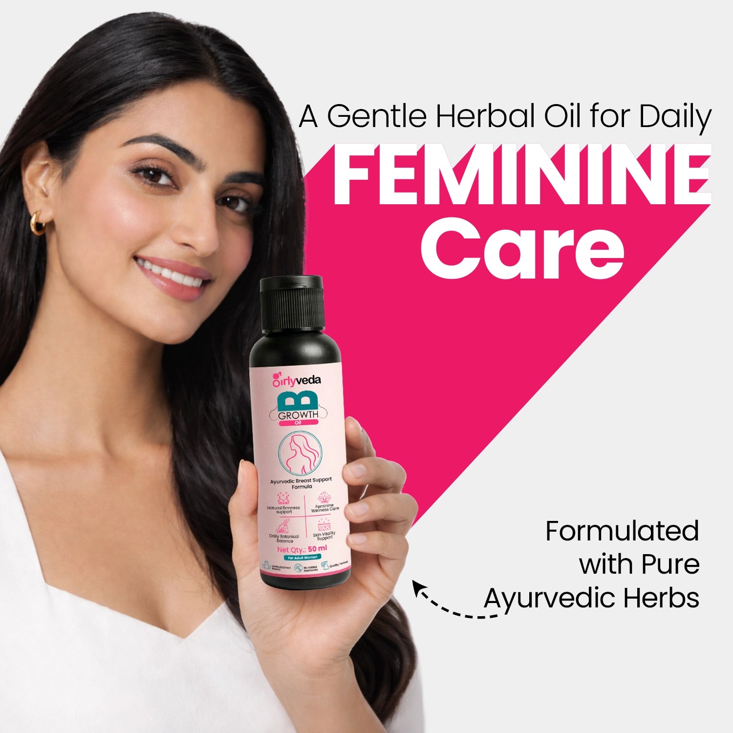 Girlyveda B-Growth Oil: Ayurvedic Breast Massage Oil for Firming and Nourishing