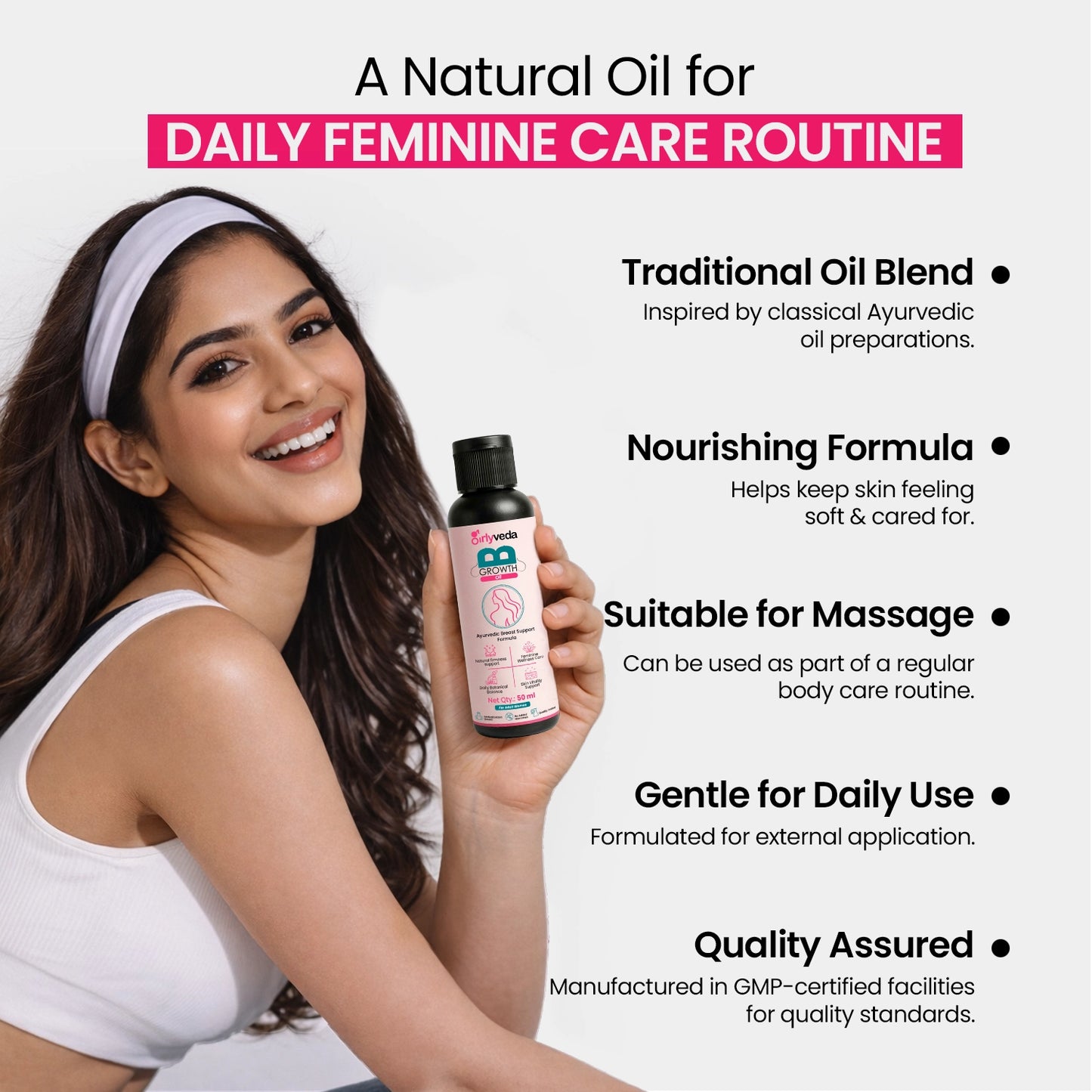 Girlyveda B-Growth Oil: Ayurvedic Breast Massage Oil for Firming and Nourishing