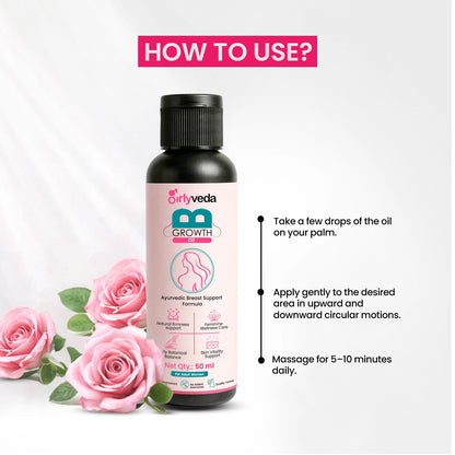Girlyveda B-Growth Oil: Ayurvedic Breast Massage Oil for Firming and Nourishing
